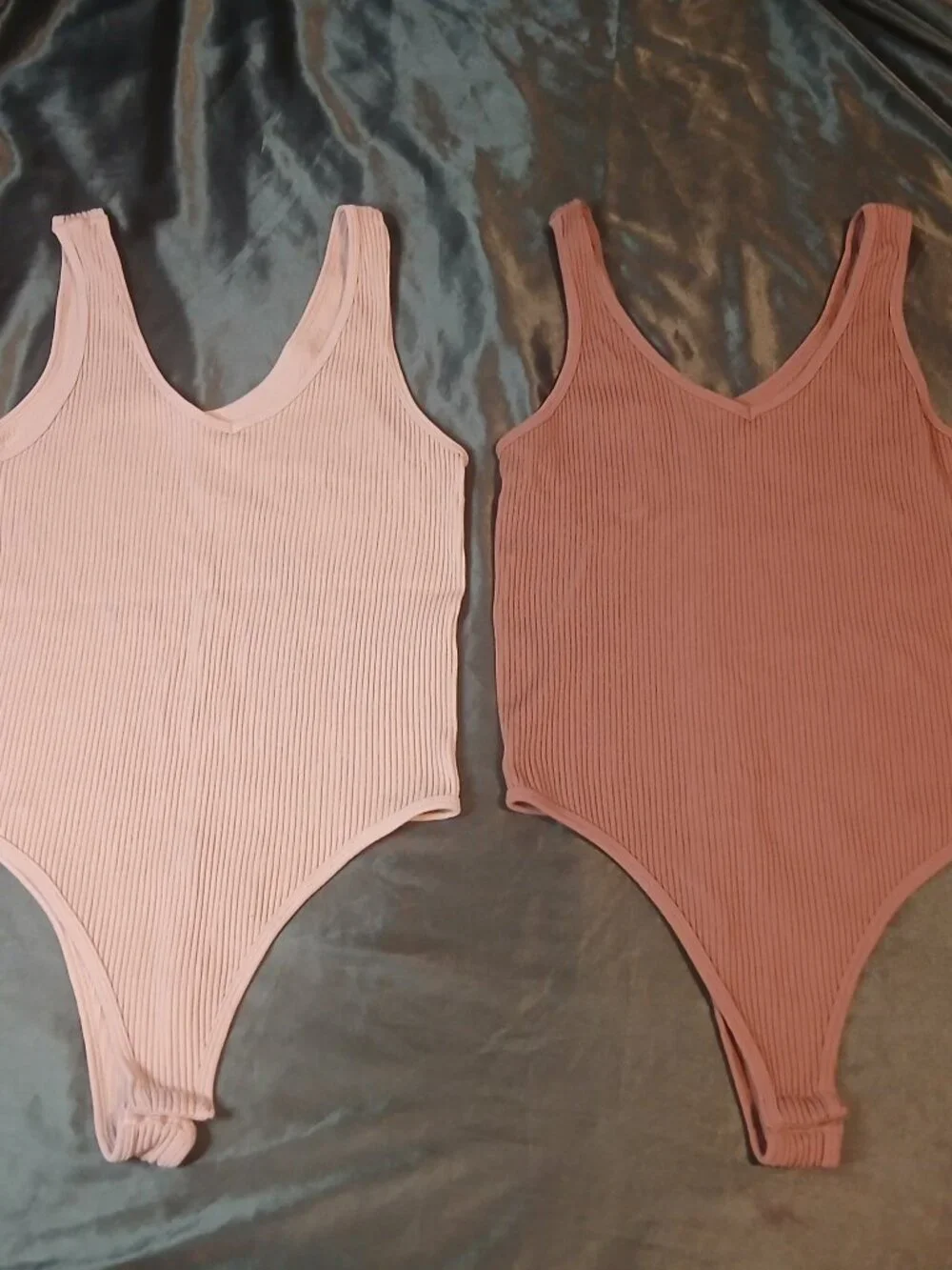 Gypsy + Jade Ribbed Tank Bodysuits 2-Pack – Beige & Terracotta – L/XL
